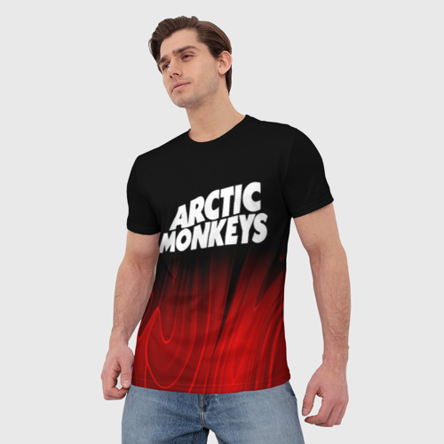 Мужская футболка 3D Arctic Monkeys red plasma, цвет 3D печать - фото 3