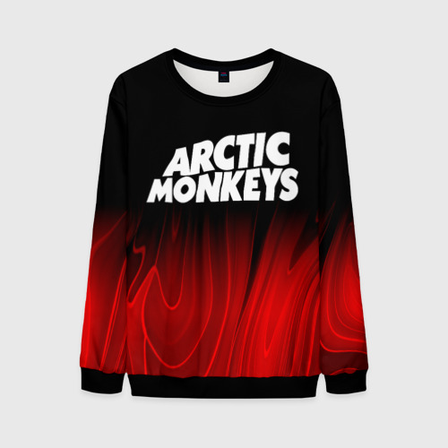 Мужской свитшот 3D Arctic Monkeys red plasma, цвет черный