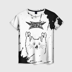 Женская футболка 3D Babymetal рок кот на светлом фоне