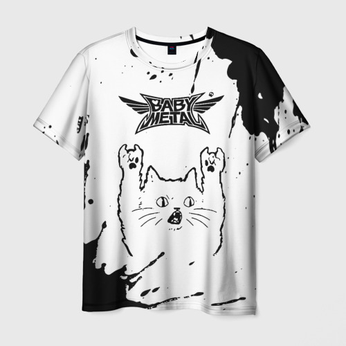 Мужская футболка 3D Babymetal рок кот на светлом фоне, цвет 3D печать