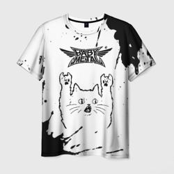 Мужская футболка 3D Babymetal рок кот на светлом фоне