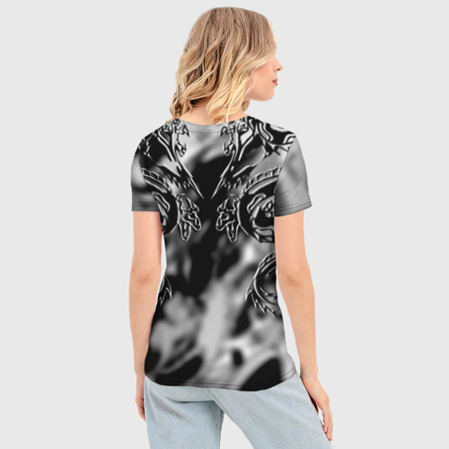 Женская футболка 3D Slim Оттенки серого черные трайбл драконы татуировка, цвет 3D печать - фото 4