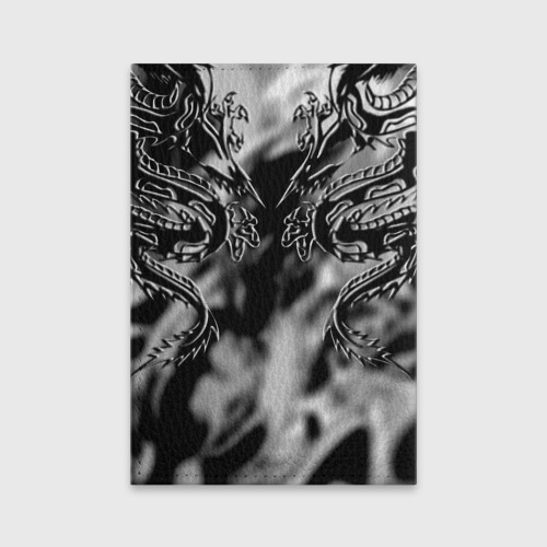 Обложка для паспорта матовая кожа Оттенки серого черные трайбл драконы татуировка, цвет черный - фото 2