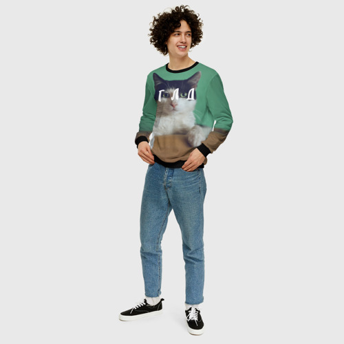 Мужской свитшот 3D с принтом Мем с котом - голод, вид сбоку #3