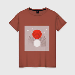 Красное солнце бохо минимализм – Женская футболка хлопок с принтом купить со скидкой в -20%