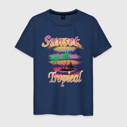 Пальмы на закате в тропиках – Мужская футболка хлопок с принтом купить со скидкой в -20%