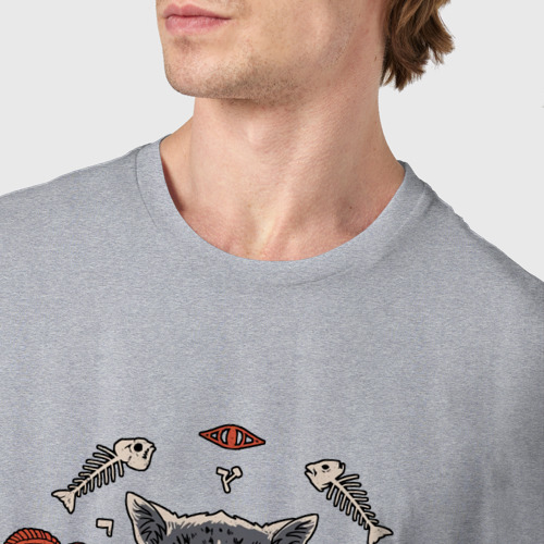 Мужская футболка хлопок с принтом Кот в пентограмме, фото #4