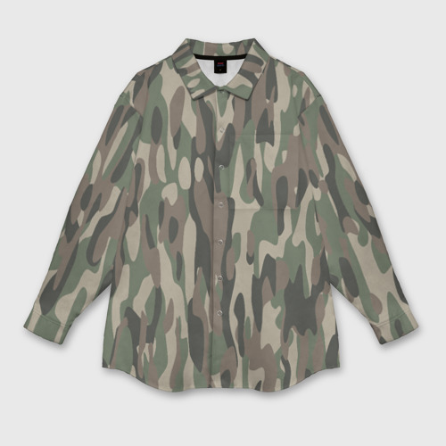 Женская рубашка oversize 3D с принтом Камуфляж ВСР-93 вертикалка, вид спереди #2