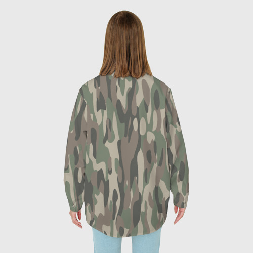 Женская рубашка oversize 3D с принтом Камуфляж ВСР-93 вертикалка, вид сзади #2