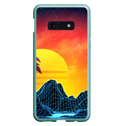 Чехол для Samsung S10E Тропический остров на закате ретро иллюстрация