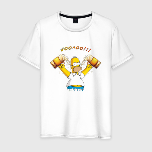 Мужская футболка хлопок Homer & Beer, цвет белый