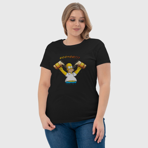 Женская футболка хлопок с принтом Homer & Beer, фото #4