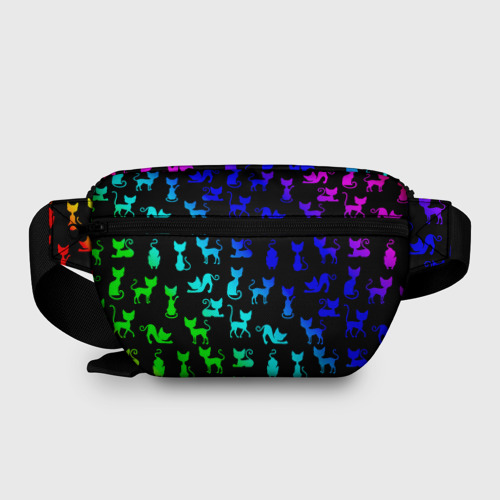 Поясная сумка 3D с принтом Котята на радуге, вид сзади #1