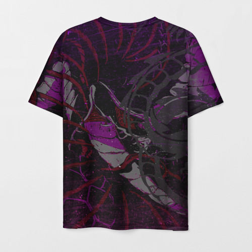 Мужская футболка 3D с принтом Неоновый дракон purple dragon, вид сзади #1