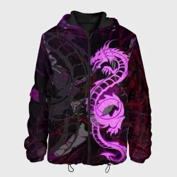 Мужская куртка 3D Неоновый дракон purple dragon