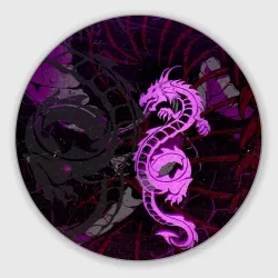 Круглый коврик для мышки Неоновый дракон purple dragon