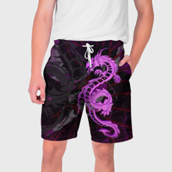 Мужские шорты 3D Неоновый дракон purple dragon