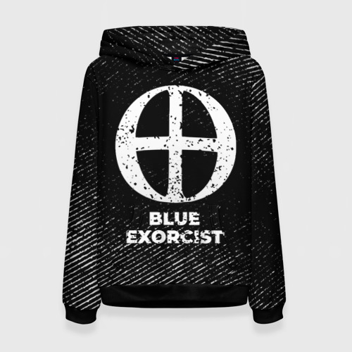 Женская толстовка 3D Blue Exorcist с потертостями на темном фоне, цвет 3D печать