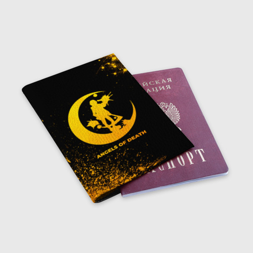 Обложка для паспорта матовая кожа Angels of Death - gold gradient - фото 3