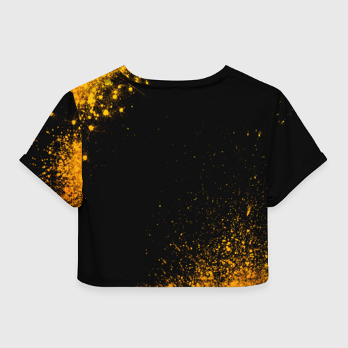 Женская футболка Crop-top 3D Angels of Death - gold gradient, цвет 3D печать - фото 2