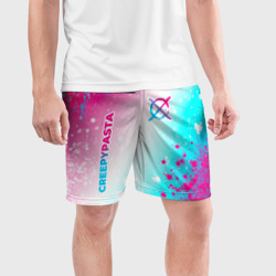 Мужские шорты спортивные CreepyPasta neon gradient style: надпись, символ - фото 2