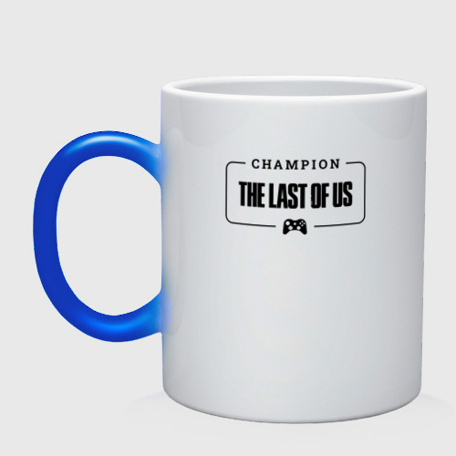 Кружка хамелеон с принтом The Last Of Us gaming champion: рамка с лого и джойстиком, вид спереди #2