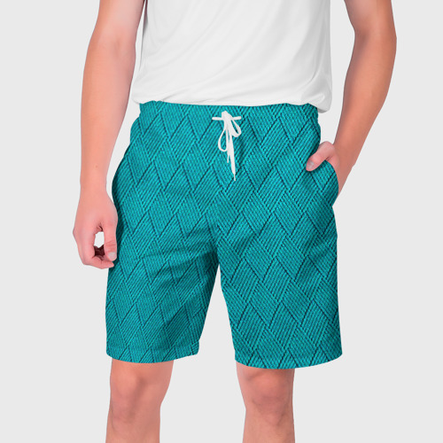 Мужские шорты 3D с принтом Вязание ромбиком, вид спереди #2