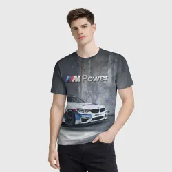Мужская футболка 3D BMW M4 GT4 - racing team - motorsport - фото 2