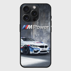 Чехол силиконовый для Apple iPhone 15 Pro матовый BMW M4 GT4 - racing team - motorsport