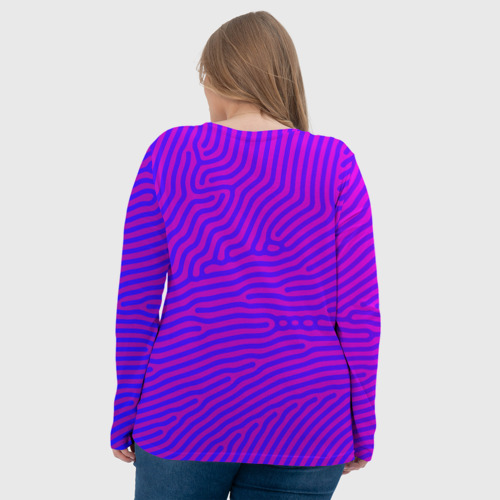 Женский лонгслив 3D с принтом Фиолетовые линии, вид сзади #2