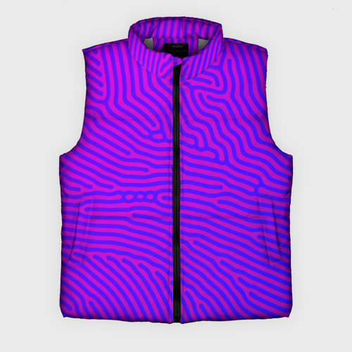 Мужской жилет утепленный 3D с принтом Фиолетовые линии, вид спереди #2