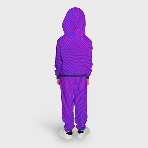 Детский костюм с толстовкой с принтом Фиолетовые линии, вид сзади #2