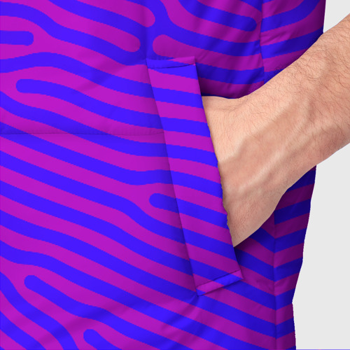 Мужской жилет утепленный 3D с принтом Фиолетовые линии, фото #4