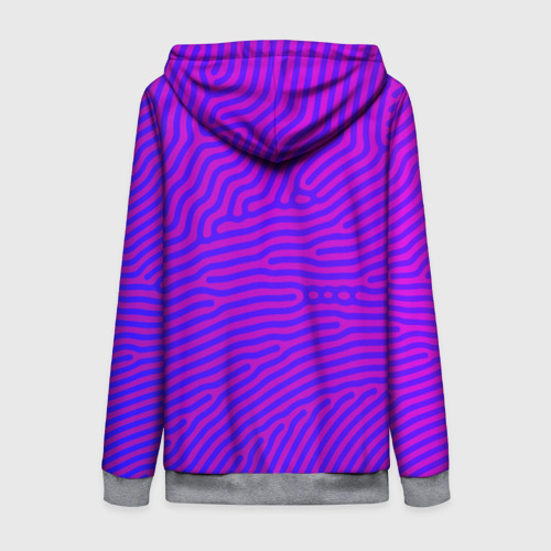Женская толстовка 3D на молнии с принтом Фиолетовые линии, вид сзади #1