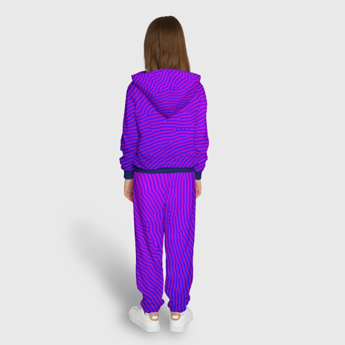 Детский костюм с толстовкой с принтом Фиолетовые линии, вид сзади #2