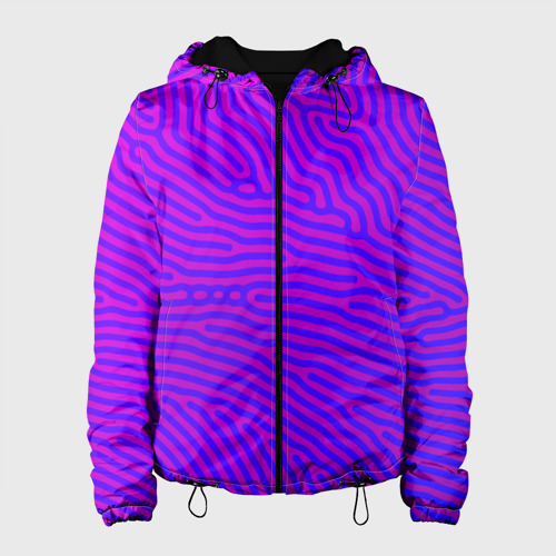 Женская куртка 3D с принтом Фиолетовые линии, вид спереди #2
