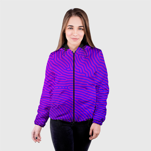 Женская куртка 3D с принтом Фиолетовые линии, фото на моделе #1