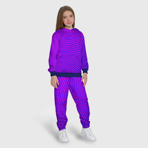 Детский костюм с толстовкой с принтом Фиолетовые линии, вид сбоку #3
