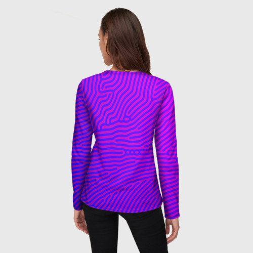 Женский лонгслив 3D с принтом Фиолетовые линии, вид сзади #2