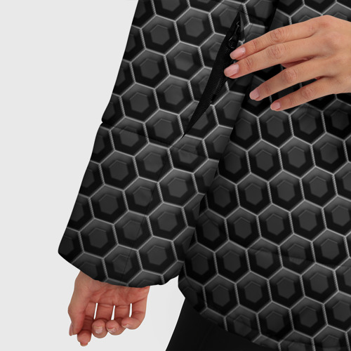 Женская зимняя куртка 3D с принтом Объёмные ячейки - оптическая иллюзия, фото #4