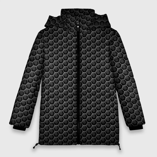 Женская зимняя куртка 3D с принтом Объёмные ячейки - оптическая иллюзия, вид спереди #2