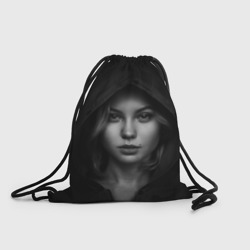 Рюкзак-мешок 3D Блондинка в чёрном капюшоне