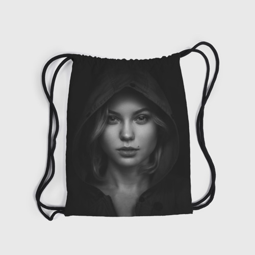 Рюкзак-мешок 3D Блондинка в чёрном капюшоне - фото 6