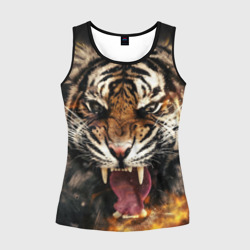 Женская майка 3D Оскал тигра