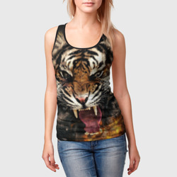 Женская майка 3D Оскал тигра - фото 2