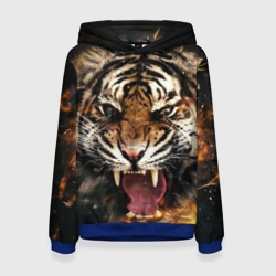 Женская толстовка 3D Оскал тигра