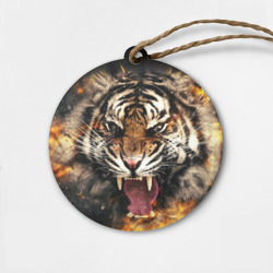 Деревянная игрушка круг Оскал тигра