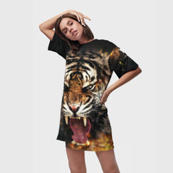 Платье-футболка 3D Оскал тигра - фото 2