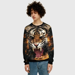 Мужской свитшот 3D Оскал тигра - фото 2