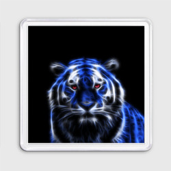 Магнит 55*55 Синий неоновый тигр